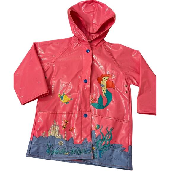 Vintage Pink Rain Jacket Disney The Little Mermaid Girls - Picture 1 of 16